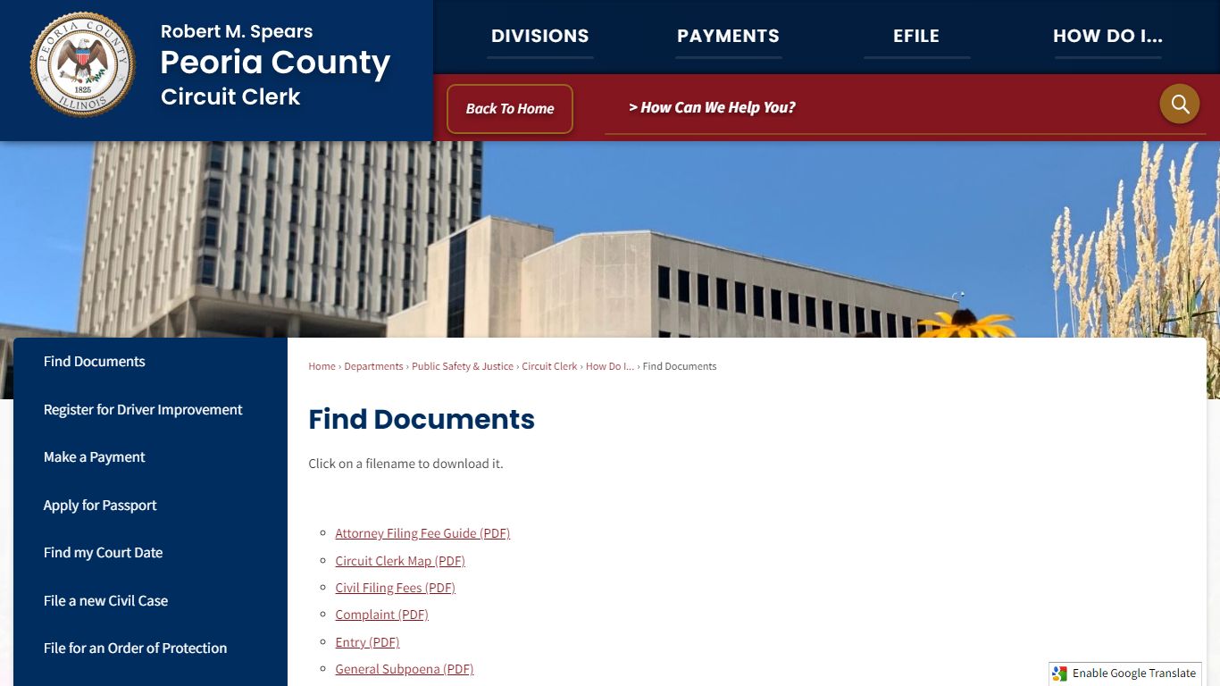 Find Documents | Peoria County, IL